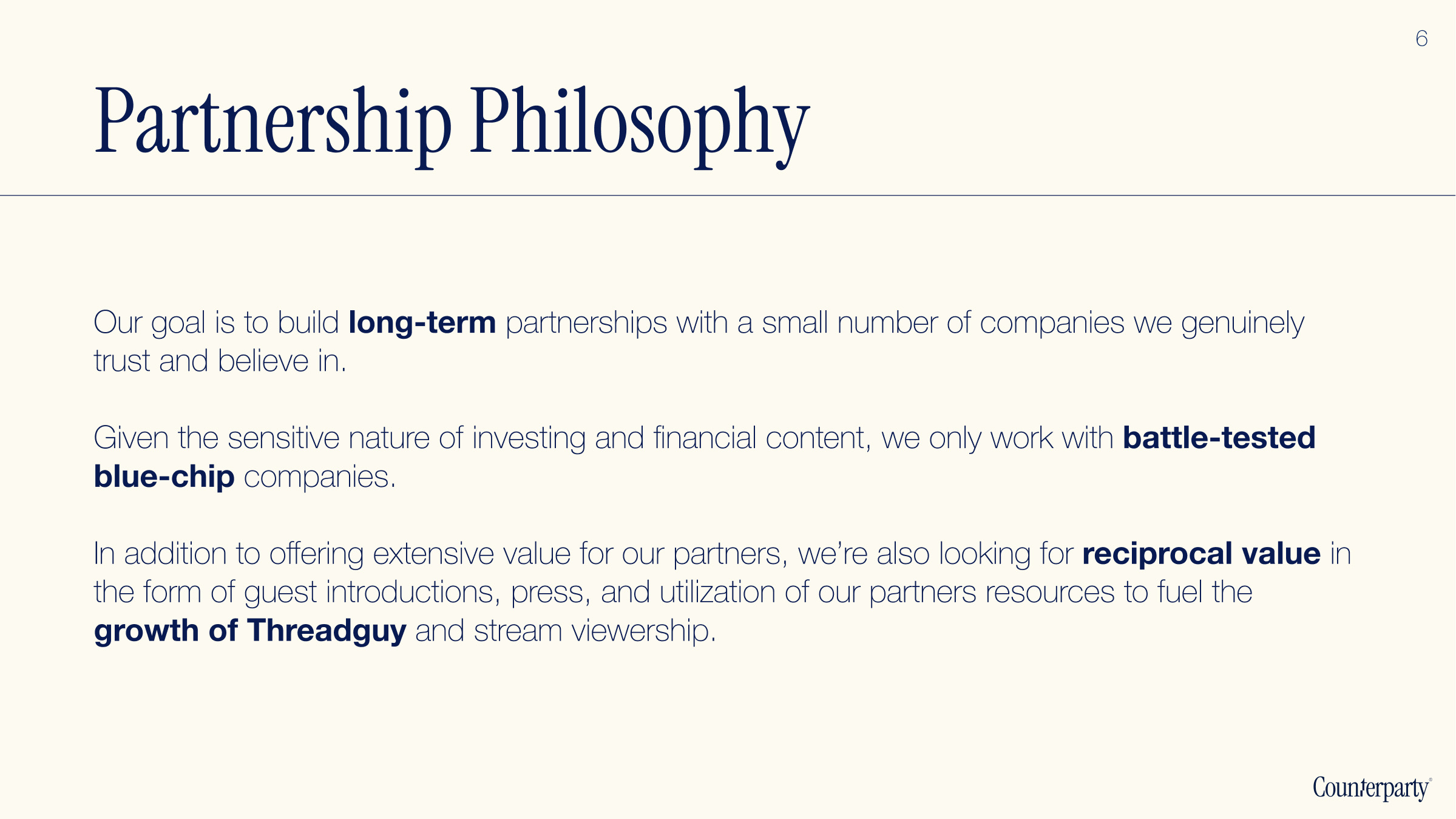 Partnership Philosophy